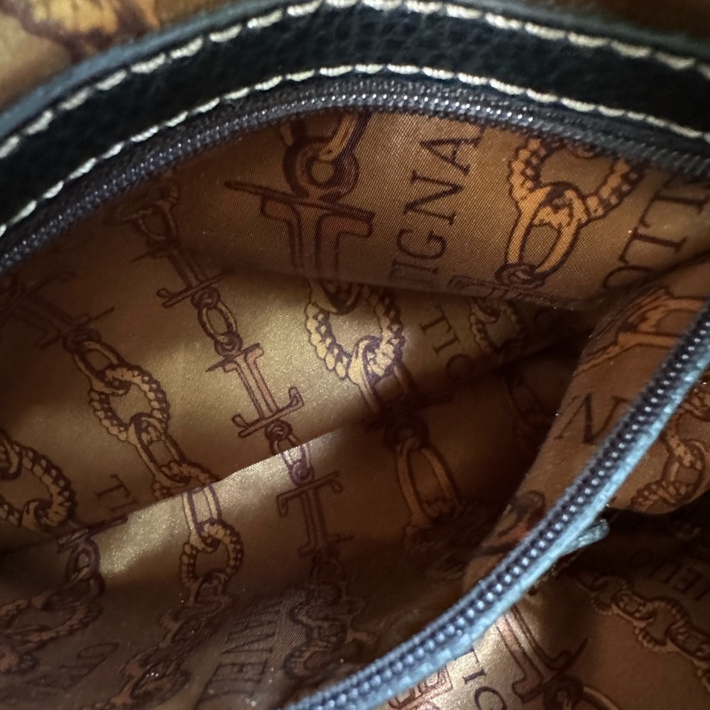 Boho Black Leather Tignanello Hobo Slouched Bag - Lots of Pockets! Fits iPad - Picture 7 of 16